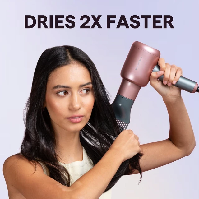 Alt view image 2 of 7 - Blown Away Ionic Hair Dryer with Diffuser for Curly Hair | 1875W Fast Drying, 3 Attachments for All Hair Types, Ceramic Healthy Shine, Lightweight & Quiet (Rose Gold)