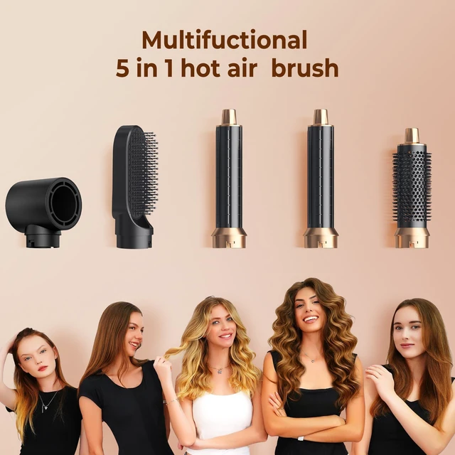 Alt view image 5 of 7 - 5 in 1 Blow Dryer Brush, Upgrade Hair Dryer Brush Air Curler Air Curl Wrap | Styler, Detachable Hot Air Brush Hot Air Styler Curling Brush Iron, Hair Styling Tools for Drying Curling Straightening