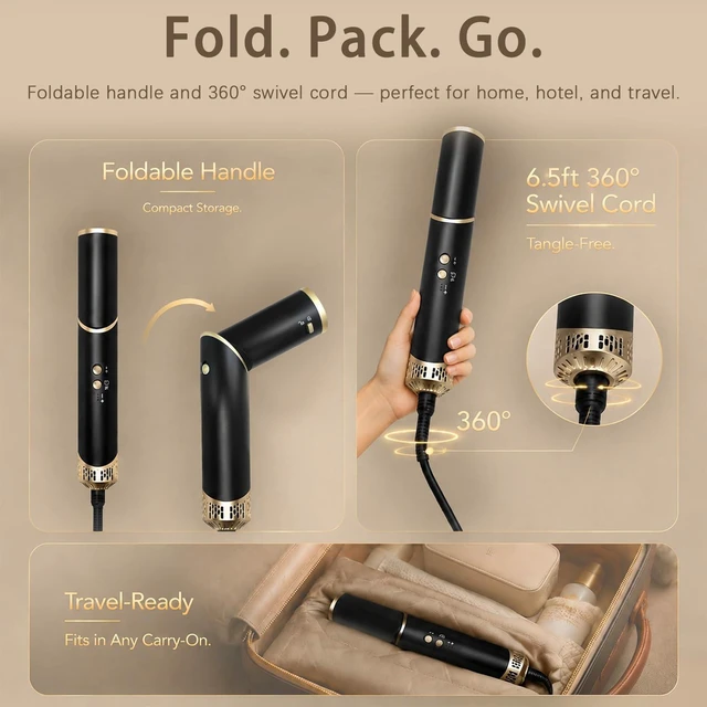 Alt view image 7 of 7 - 5 in 1 Blow Dryer Brush, Hair Dryer Air Wrap Hair Styler | Professional Negative Ionic Straightener Brush for Curling/Fast Drying/Volumizing/Straightening Styling