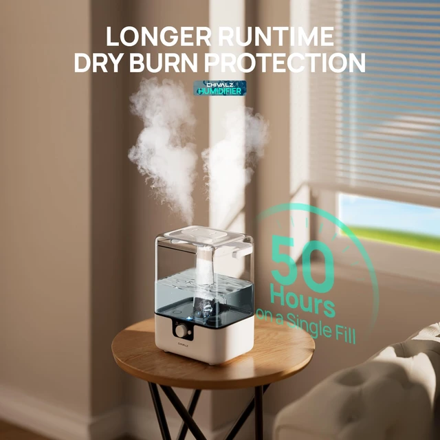 Alt view image 4 of 7 - Humidifiers for Bedroom Large Room, 6L Cool Mist Top Fill Humidifier with Essential Oil Diffuser, 26dB Quiet Ultrasonic Humidifier for Baby Nursery Plants, 50H Runtime Night Light 1 Pack White