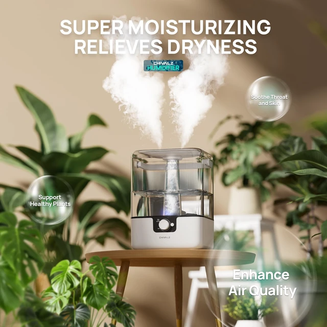 Alt view image 3 of 7 - Humidifiers for Bedroom Large Room, 6L Cool Mist Top Fill Humidifier with Essential Oil Diffuser, 26dB Quiet Ultrasonic Humidifier for Baby Nursery Plants, 50H Runtime Night Light 1 Pack White