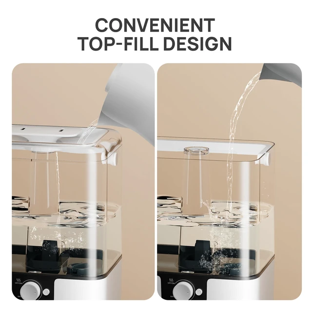 Alt view image 7 of 7 - Humidifiers for Bedroom Large Room, 6L Cool Mist Top Fill Humidifier with Essential Oil Diffuser, 26dB Quiet Ultrasonic Humidifier for Baby Nursery Plants, 50H Runtime Night Light 1 Pack White