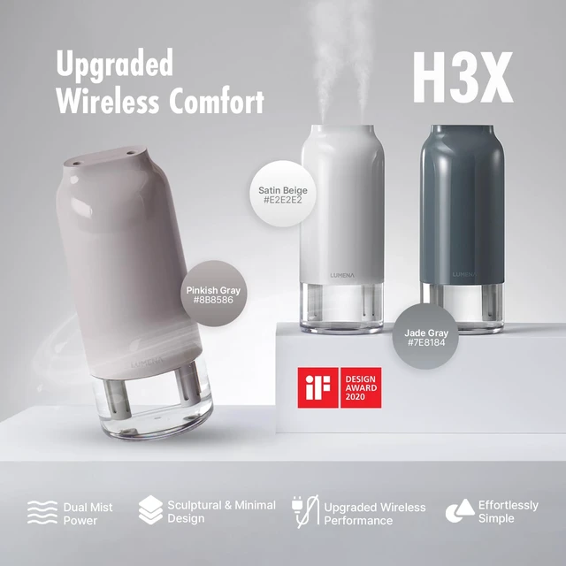 Alt view image 2 of 7 - H3X Dual Mist Humidifier, 700ml Portable Cool Mist Humidifier with Mood Light, Auto Shut-Off, Wireless Personal Humidifier for Bedroom, Office & Home (JADE GRAY)