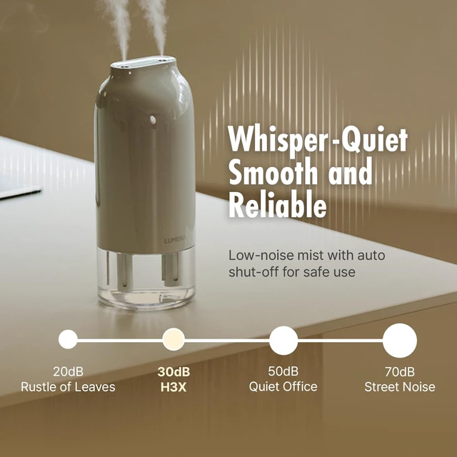 Alt view image 5 of 7 - H3X Dual Mist Humidifier, 700ml Portable Cool Mist Humidifier with Mood Light, Auto Shut-Off, Wireless Personal Humidifier for Bedroom, Office & Home (JADE GRAY)