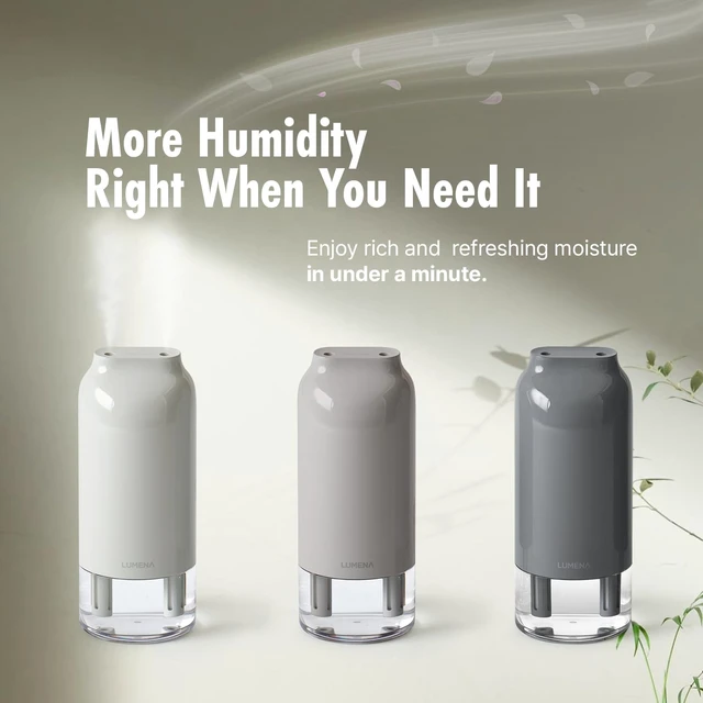 Alt view image 6 of 7 - H3X Dual Mist Humidifier, 700ml Portable Cool Mist Humidifier with Mood Light, Auto Shut-Off, Wireless Personal Humidifier for Bedroom, Office & Home (JADE GRAY)
