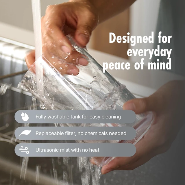Alt view image 7 of 7 - H3X Dual Mist Humidifier, 700ml Portable Cool Mist Humidifier with Mood Light, Auto Shut-Off, Wireless Personal Humidifier for Bedroom, Office & Home (JADE GRAY)