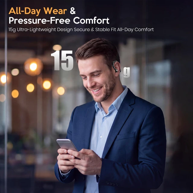 Alt view image 2 of 7 - Bluetooth Headset, Bluetooth Earpiece, Wireless Headset with Mic for Work | Upgraded Noise Cancelling Mic Charging Case Multipoint Mute Button for Business Office Phone Computer WFH Driving Trucker