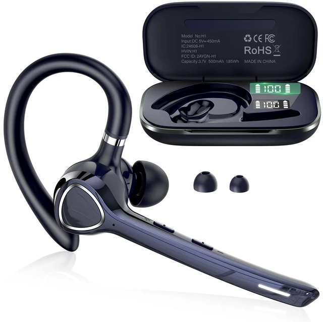 Main image of Bluetooth Headset, Single-Ear ENC Mic, Mute Button, 90H Hands-Free Earpiece | APTX HD Audio, Dual Device Connectivity, Lightweight All-Day Comfort, Noise Cancelling Mic, Ideal for Truckers & Office