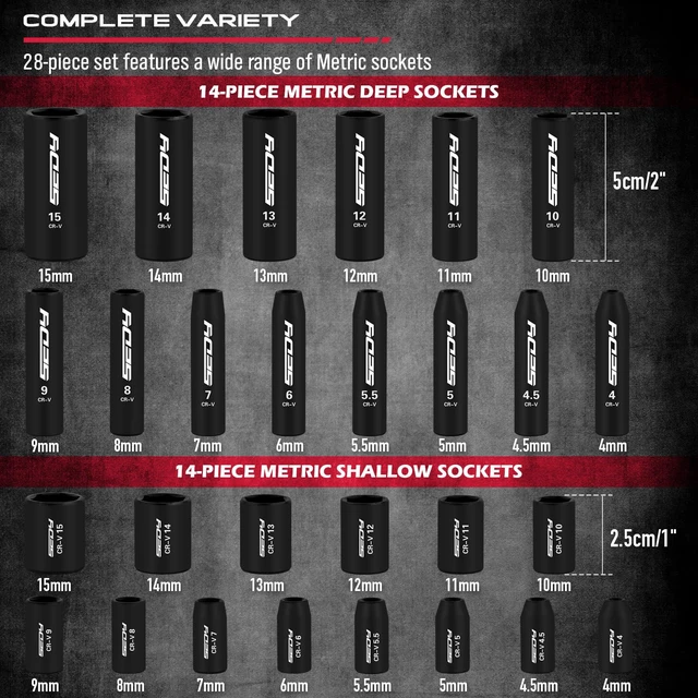 Alt view image 2 of 7 - 64-Piece 1/4" Drive Impact Socket Wrench Driver-Bits Set, Cr-V Metric&SAE Deep and Shallow Socket Set, S2 Power Bits with Quick-Release Ratchet Handle, Universal Joint, Bit Holder, Power Drill Adapter