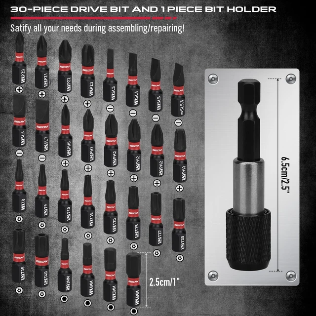 Alt view image 3 of 7 - 64-Piece 1/4" Drive Impact Socket Wrench Driver-Bits Set, Cr-V Metric&SAE Deep and Shallow Socket Set, S2 Power Bits with Quick-Release Ratchet Handle, Universal Joint, Bit Holder, Power Drill Adapter