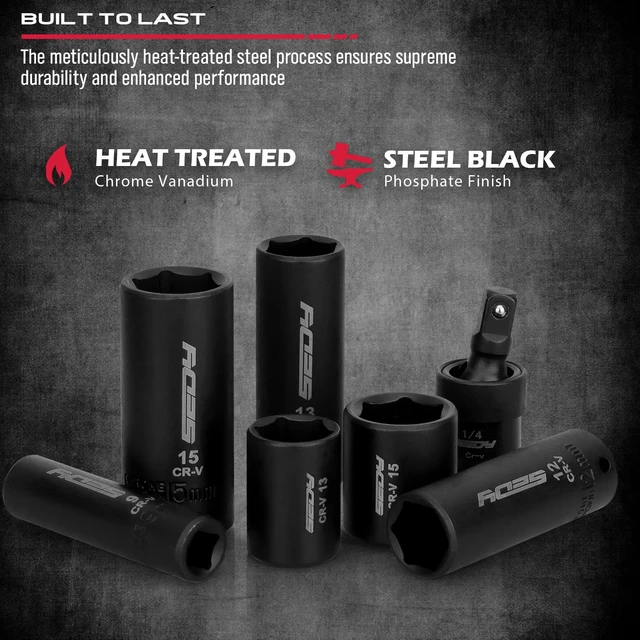 Alt view image 4 of 7 - 64-Piece 1/4" Drive Impact Socket Wrench Driver-Bits Set, Cr-V Metric&SAE Deep and Shallow Socket Set, S2 Power Bits with Quick-Release Ratchet Handle, Universal Joint, Bit Holder, Power Drill Adapter
