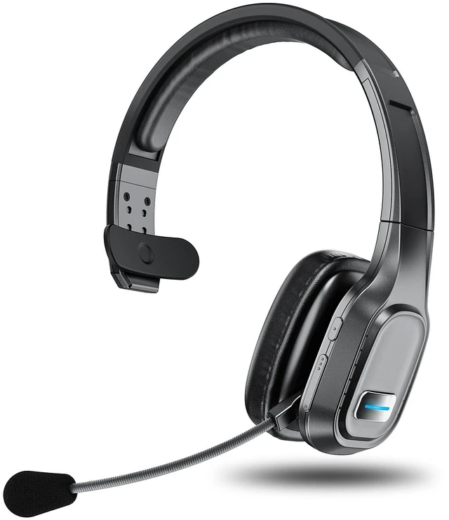 Main image of Headset with Mic, 60 Hours Talking Time Single-Ear Wireless Headset, ENC Noise Canceling, One-Touch Mute, Dual-Device Connection for Truck Driver, Office, Call Center, Phone/PC, Black