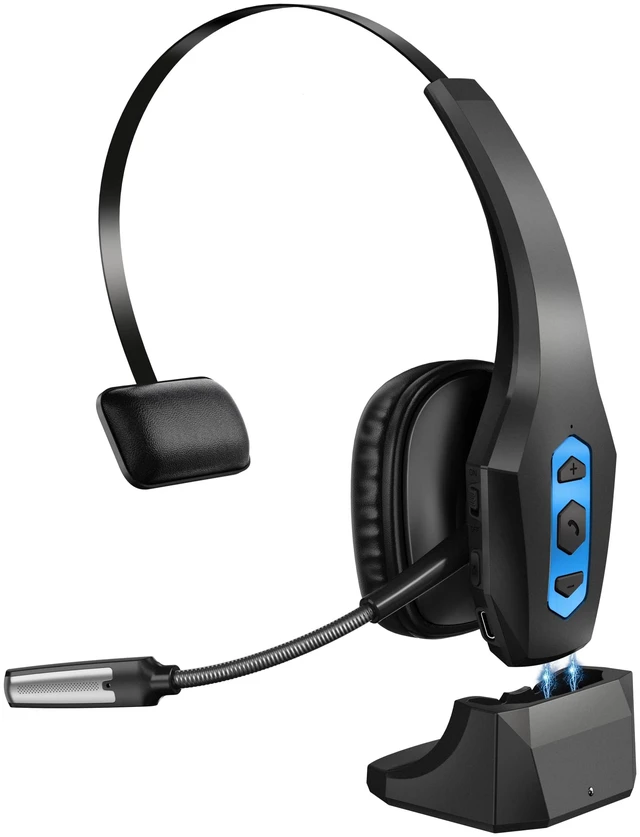 Main image of Bluetooth Headset with Mute Button & MFB, Wireless Headset with Noise Cancellation Microphone for Work, Trucker Bluetooth Headsets Fit for Computer, Cell Phones, Drivers