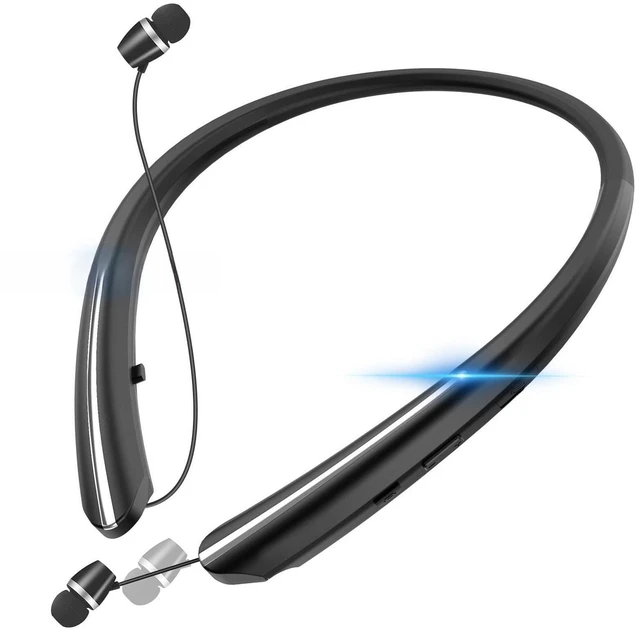Main image of Bluetooth 5.3 Neckband Bluetooth Headphone, Sweat Resistant Noise Cancelling Stereo Headphones, and Retractable Ear Tips for Music, Conference, Videos (Black)