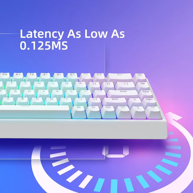 Alt view image 3 of 7 - Mer68 SE Wired 68 Keys, Magnetic Switch Mechanical Keyboard, 8KHZ Polling Rate/Latency As 0.125MS/64KHZ All Keys Scan Rate/ARGB, Hot Swappable Gaming Keyboard(White)