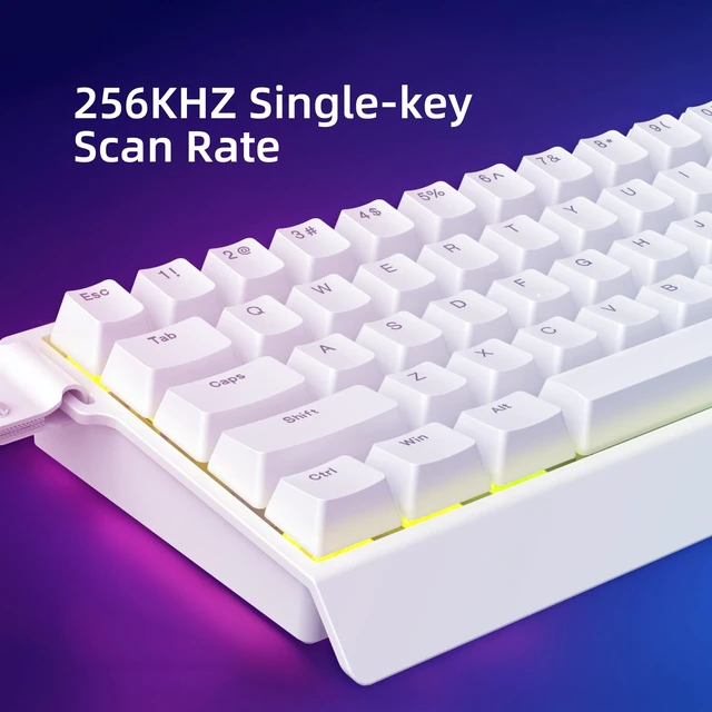 Alt view image 4 of 7 - Mer68 SE Wired 68 Keys, Magnetic Switch Mechanical Keyboard, 8KHZ Polling Rate/Latency As 0.125MS/64KHZ All Keys Scan Rate/ARGB, Hot Swappable Gaming Keyboard(White)