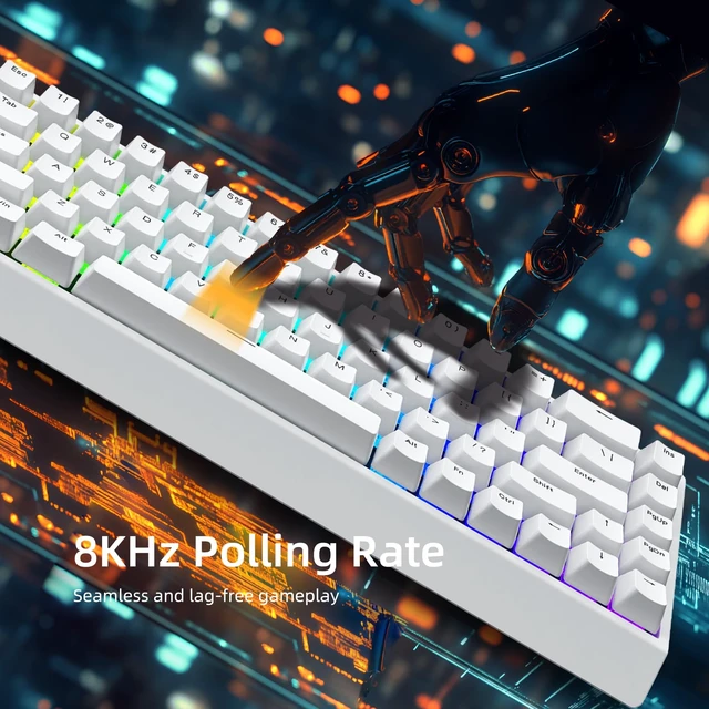 Alt view image 6 of 7 - Mer68 SE Wired 68 Keys, Magnetic Switch Mechanical Keyboard, 8KHZ Polling Rate/Latency As 0.125MS/64KHZ All Keys Scan Rate/ARGB, Hot Swappable Gaming Keyboard(White)
