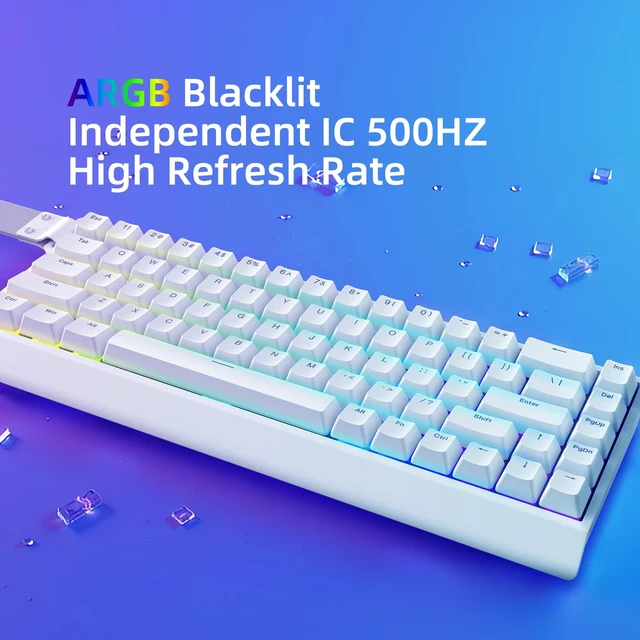 Alt view image 7 of 7 - Mer68 SE Wired 68 Keys, Magnetic Switch Mechanical Keyboard, 8KHZ Polling Rate/Latency As 0.125MS/64KHZ All Keys Scan Rate/ARGB, Hot Swappable Gaming Keyboard(White)