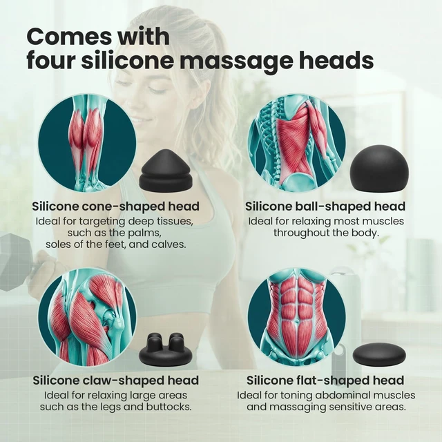Alt view image 2 of 7 - Mini Massage Gun,Deep Tissue Muscle Massager with 4 Speeds & 4 Heads, Ultra Quiet Handheld Impact Massager to Relieve Pain, Suitable for Home, Office, and Travel