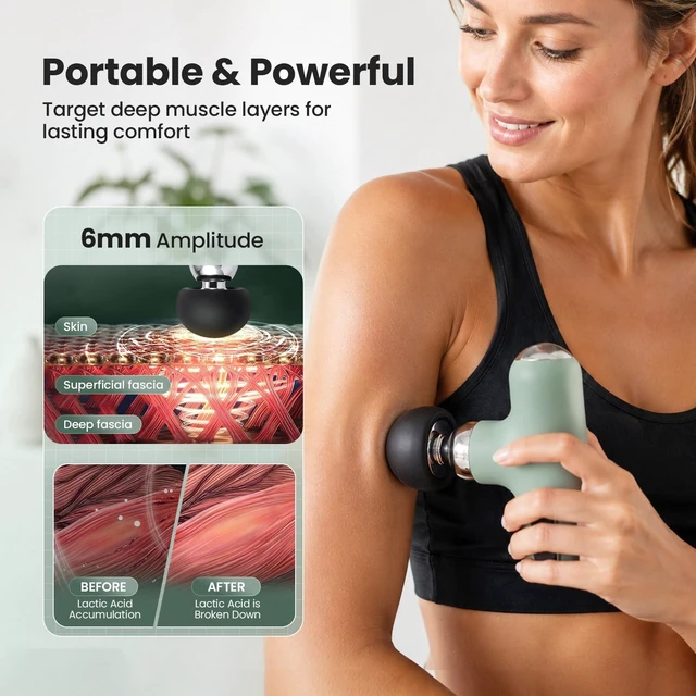 Alt view image 3 of 7 - Mini Massage Gun,Deep Tissue Muscle Massager with 4 Speeds & 4 Heads, Ultra Quiet Handheld Impact Massager to Relieve Pain, Suitable for Home, Office, and Travel