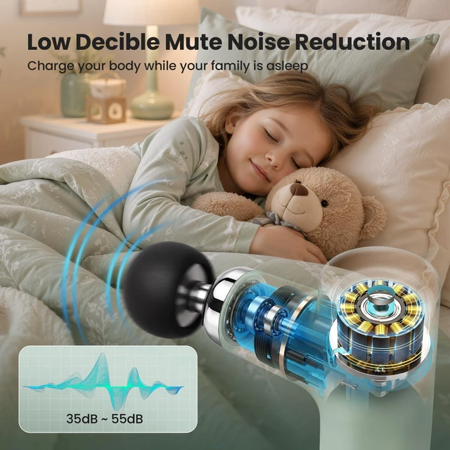 Alt view image 5 of 7 - Mini Massage Gun,Deep Tissue Muscle Massager with 4 Speeds & 4 Heads, Ultra Quiet Handheld Impact Massager to Relieve Pain, Suitable for Home, Office, and Travel