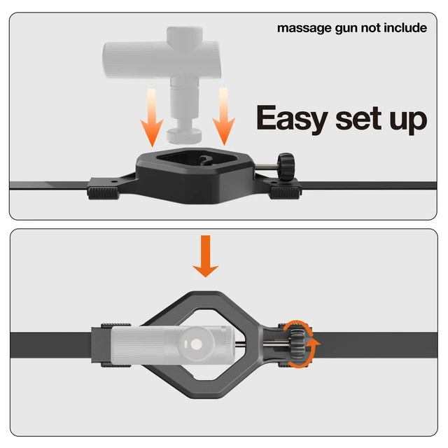 Alt view image 3 of 7 - Massage Gun Holder for Hard to Reach Areas. Relieve Muscle Pain in Shoulders, Upper Back, Lower Back, Legs. Compatible with Most Massage Guns. Unlock Full Body, Deep Tissue Relief