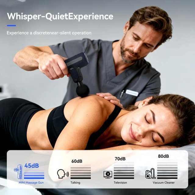 Alt view image 7 of 7 - Massage Gun with Heat Therapy, Deep Tissue Mini Muscle Massager | THREE MUSKETEERS Massage Gun, 4 Heads, 5 Speeds, 2 Heat Levels, Deep Tissue Massager for Fitness & Relaxation