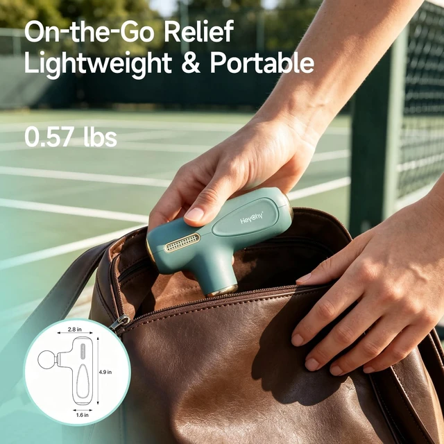 Alt view image 2 of 7 - Super Mini Massage Gun Deep Tissue Portable Muscle Massager, C1 MINI | 4 Heads 5 Speed Men Women Athletes, Back Neck Legs Relief, Quiet for Home Gym Office Travel, FSA Eligible HSA, Green