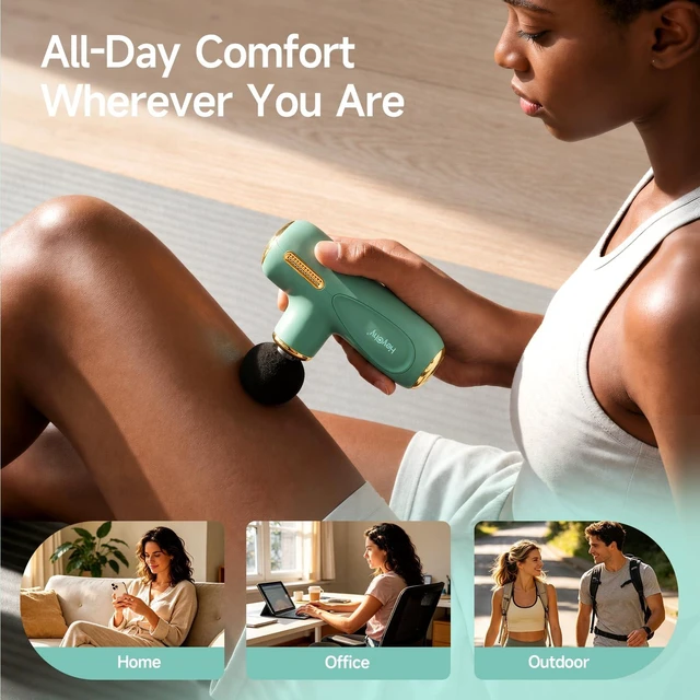 Alt view image 6 of 7 - Super Mini Massage Gun Deep Tissue Portable Muscle Massager, C1 MINI | 4 Heads 5 Speed Men Women Athletes, Back Neck Legs Relief, Quiet for Home Gym Office Travel, FSA Eligible HSA, Green