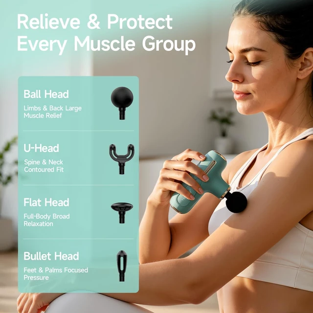 Alt view image 7 of 7 - Super Mini Massage Gun Deep Tissue Portable Muscle Massager, C1 MINI | 4 Heads 5 Speed Men Women Athletes, Back Neck Legs Relief, Quiet for Home Gym Office Travel, FSA Eligible HSA, Green