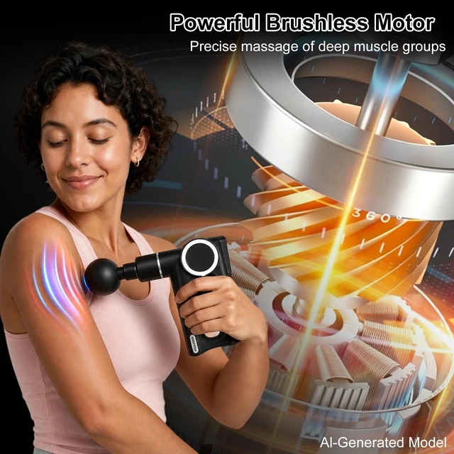 Alt view image 5 of 7 - 3-in-1 Detachable Massage Gun with Heat, Portable Handheld Massage Gun with Massage Strap, Mini Massage Gun Deep Tissue with 20 Speeds & 6 Heads, Percussion Muscle Massager for Back/Neck/Body