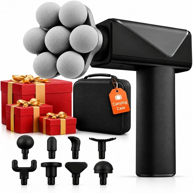 Main image of Massage Gun with Wide-Coverage Head & Carrying Case, Compact Yet Powerful Deep Tissue Massage Gun, Portable Muscle Massager Gun for Home & Travel,