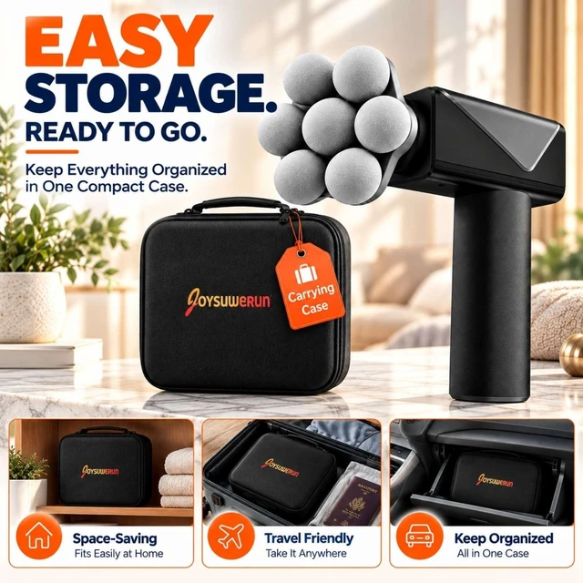 Alt view image 4 of 7 - Massage Gun with Wide-Coverage Head & Carrying Case, Compact Yet Powerful Deep Tissue Massage Gun, Portable Muscle Massager Gun for Home & Travel,