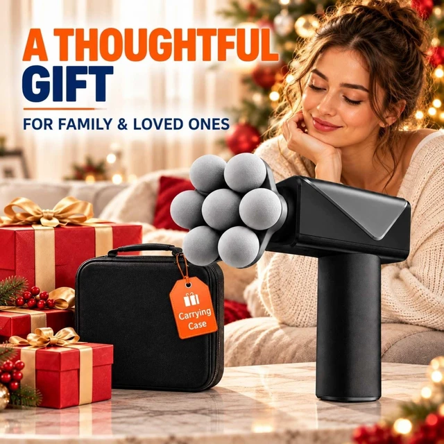 Alt view image 6 of 7 - Massage Gun with Wide-Coverage Head & Carrying Case, Compact Yet Powerful Deep Tissue Massage Gun, Portable Muscle Massager Gun for Home & Travel,