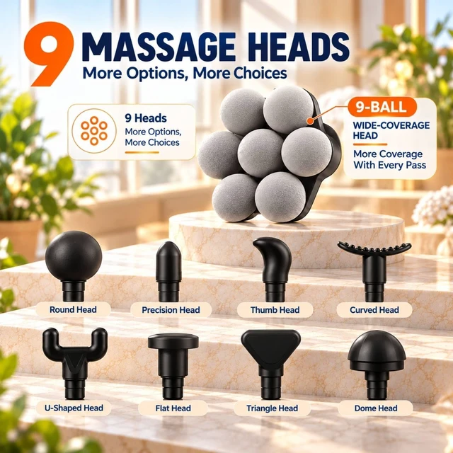 Alt view image 5 of 7 - Massage Gun with Wide-Coverage Head & Carrying Case, Compact Yet Powerful Deep Tissue Massage Gun, Portable Muscle Massager Gun for Home & Travel,