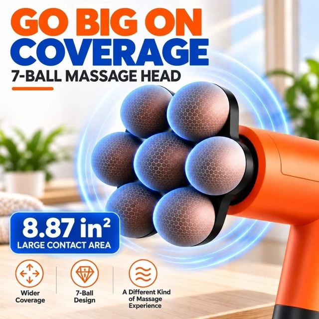 Alt view image 2 of 7 - Massage Gun with Wide-Coverage Head & Carrying Case, Compact Yet Powerful Deep Tissue Massage Gun, Portable Muscle Massager Gun for Home & Travel, Great Gift for Men & Women