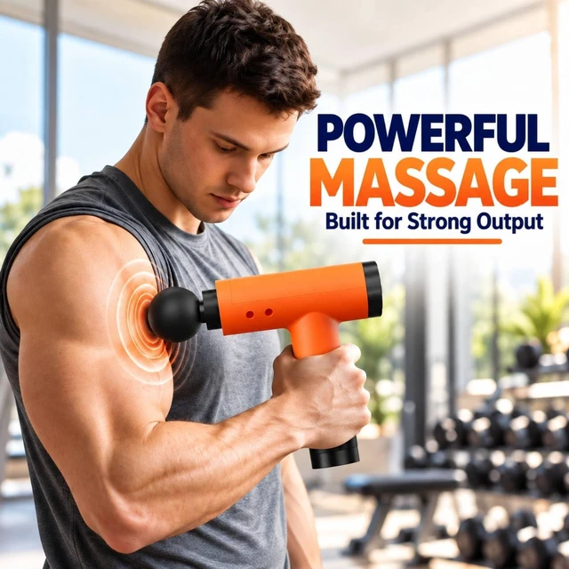 Alt view image 4 of 7 - Massage Gun with Wide-Coverage Head & Carrying Case, Compact Yet Powerful Deep Tissue Massage Gun, Portable Muscle Massager Gun for Home & Travel, Great Gift for Men & Women