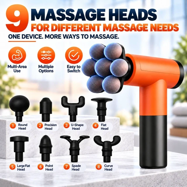 Alt view image 5 of 7 - Massage Gun with Wide-Coverage Head & Carrying Case, Compact Yet Powerful Deep Tissue Massage Gun, Portable Muscle Massager Gun for Home & Travel, Great Gift for Men & Women