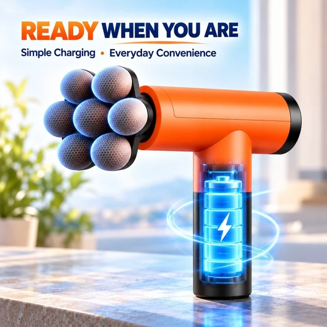 Alt view image 6 of 7 - Massage Gun with Wide-Coverage Head & Carrying Case, Compact Yet Powerful Deep Tissue Massage Gun, Portable Muscle Massager Gun for Home & Travel, Great Gift for Men & Women