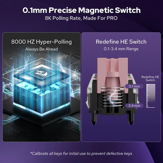 Alt view image 4 of 7 - K580 Wired RGB Hall-Effect Magnetic Gaming Keyboard, Media Wheel | 0.1mm Adjustable Actuation for Valorant & FPS Stop-Shoot Precision, Zero Input Delay, 8K Polling, Fast Onboard Combo G Keys