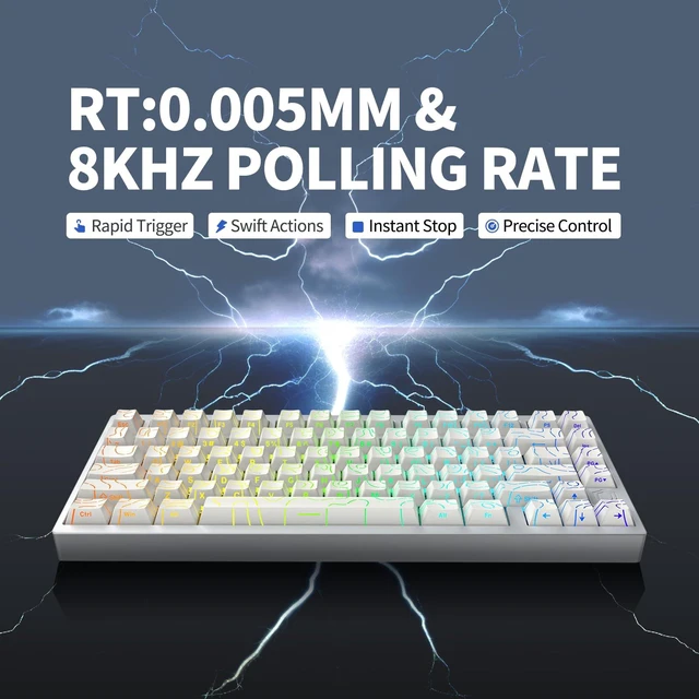 Alt view image 6 of 7 - MG75PRO 81 Keys Wired Magnetic Switch Mechanical Keyboard, Hall Effect, 8KHZ/ARGB/CNC Aluminum, Gasket Structure Gaming Keyboard(White)