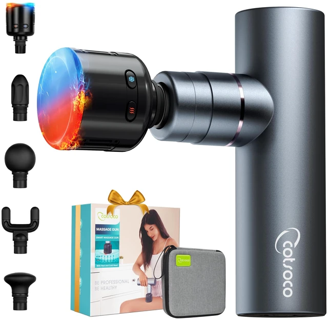 Main image of Mini Massage Gun with Heat and Cold, 45lbs Force, 8H Battery | Pocket-Sized Full-Metal Deep Tissue Massager, Ultra-Quiet for Gym, Office & Travel. Gifts for Men, Women and parents