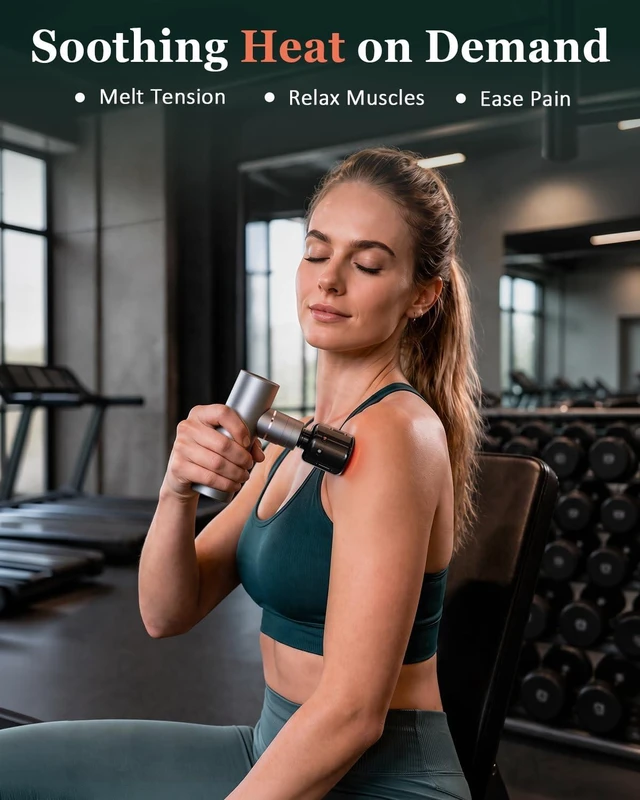 Alt view image 4 of 7 - Mini Massage Gun with Heat and Cold, 45lbs Force, 8H Battery | Pocket-Sized Full-Metal Deep Tissue Massager, Ultra-Quiet for Gym, Office & Travel. Gifts for Men, Women and parents