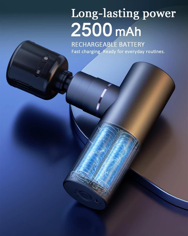 Alt view image 6 of 7 - Mini Massage Gun with Heat and Cold, 45lbs Force, 8H Battery | Pocket-Sized Full-Metal Deep Tissue Massager, Ultra-Quiet for Gym, Office & Travel. Gifts for Men, Women and parents