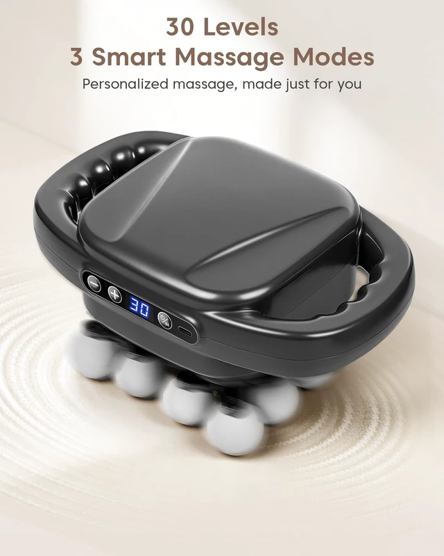 Alt view image 5 of 7 - Mini Curved 16-Head Massage Gun Deep Tissue, Ergonomic Back Massager | Pain Relief, Neck, Leg & Foot Massager Tool, 30 Levels & 3 Modes, Full Body Muscle Recovery and Relaxation