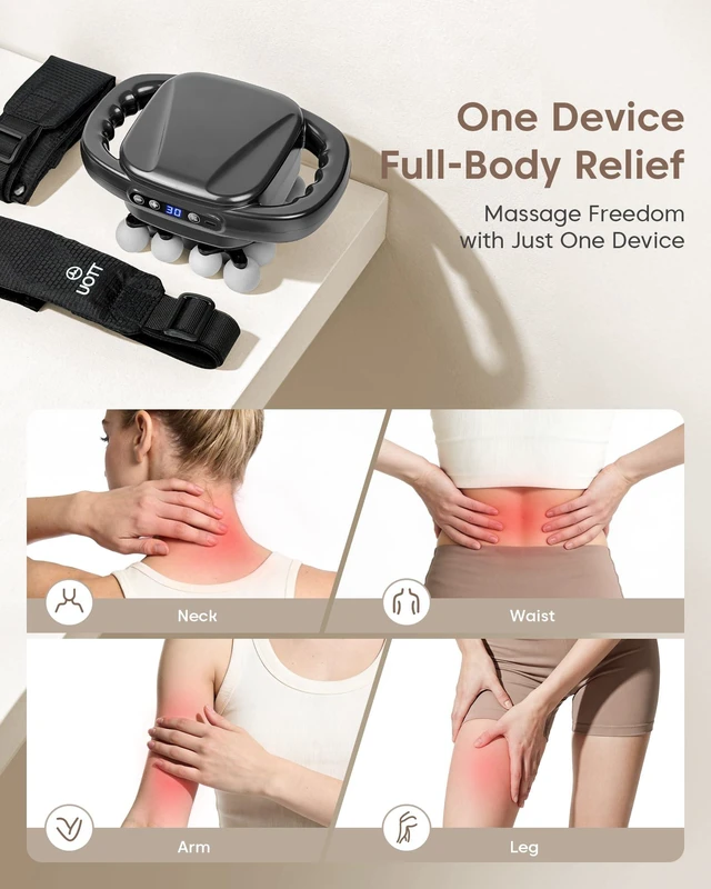 Alt view image 7 of 7 - Mini Curved 16-Head Massage Gun Deep Tissue, Ergonomic Back Massager | Pain Relief, Neck, Leg & Foot Massager Tool, 30 Levels & 3 Modes, Full Body Muscle Recovery and Relaxation
