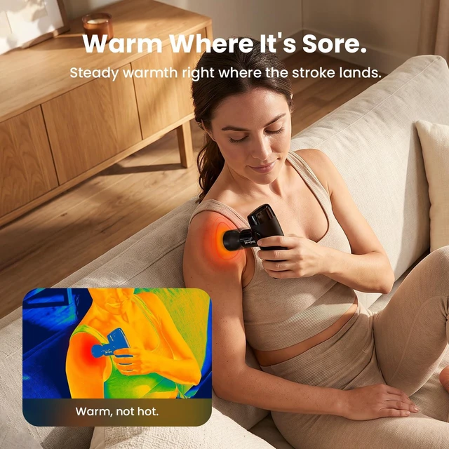 Alt view image 2 of 7 - M7 Plus Mini Massage Gun with Heat, FSA Eligible & HSA Approved Deep Tissue Percussion Massager for Back & Neck Stiffness - Portable, Quiet, Ultra-Lightweight
