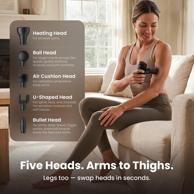 Alt view image 7 of 7 - M7 Plus Mini Massage Gun with Heat, FSA Eligible & HSA Approved Deep Tissue Percussion Massager for Back & Neck Stiffness - Portable, Quiet, Ultra-Lightweight
