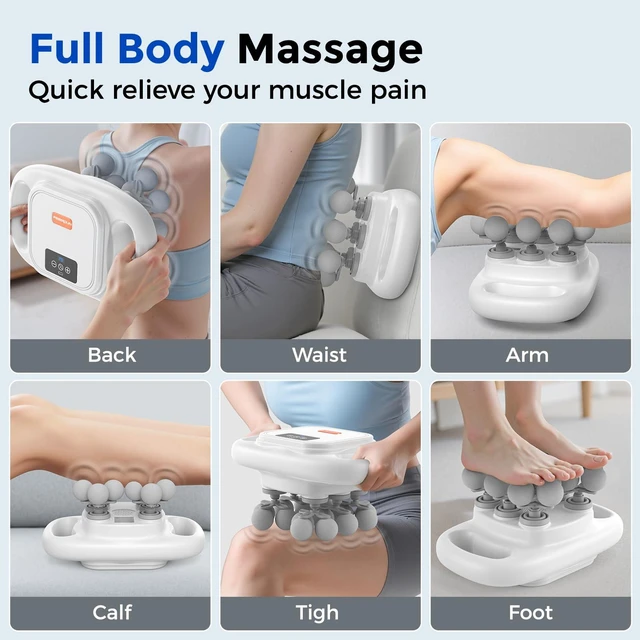 Alt view image 3 of 7 - 16-Head Massage Gun Set, Deep Tissue Percussion Massager with 8 Modes & 50 Intensities, Ultra-Quiet Electric Massage Tool for Back, Neck, Shoulders & Legs, Full Body Muscle Pain Relief, Gray