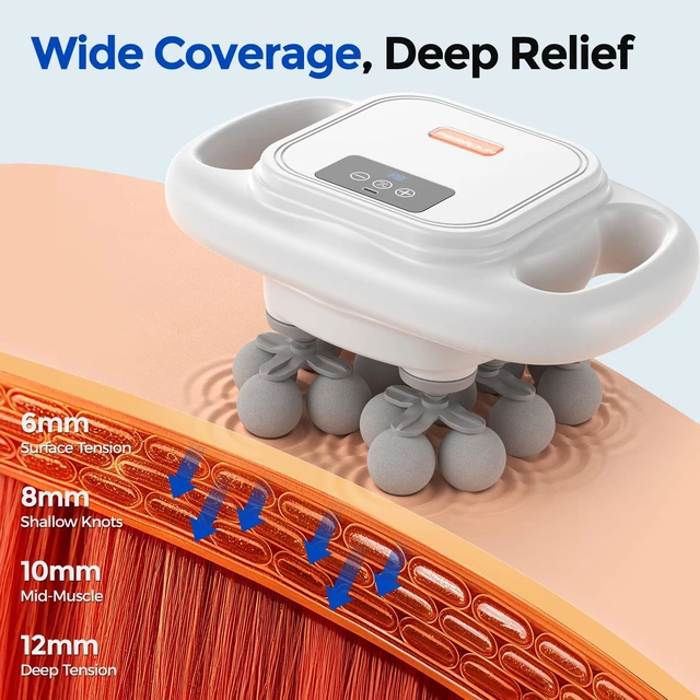 Alt view image 5 of 7 - 16-Head Massage Gun Set, Deep Tissue Percussion Massager with 8 Modes & 50 Intensities, Ultra-Quiet Electric Massage Tool for Back, Neck, Shoulders & Legs, Full Body Muscle Pain Relief, Gray
